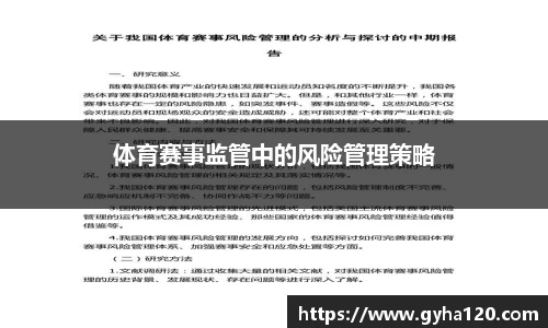 体育赛事监管中的风险管理策略